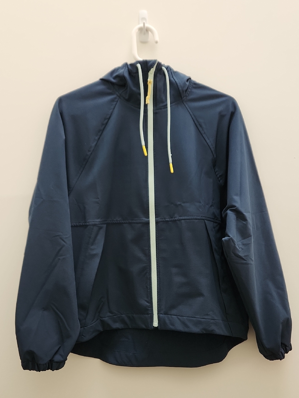Dark Green Hooded Windbreaker Jacket with Contrast Zip